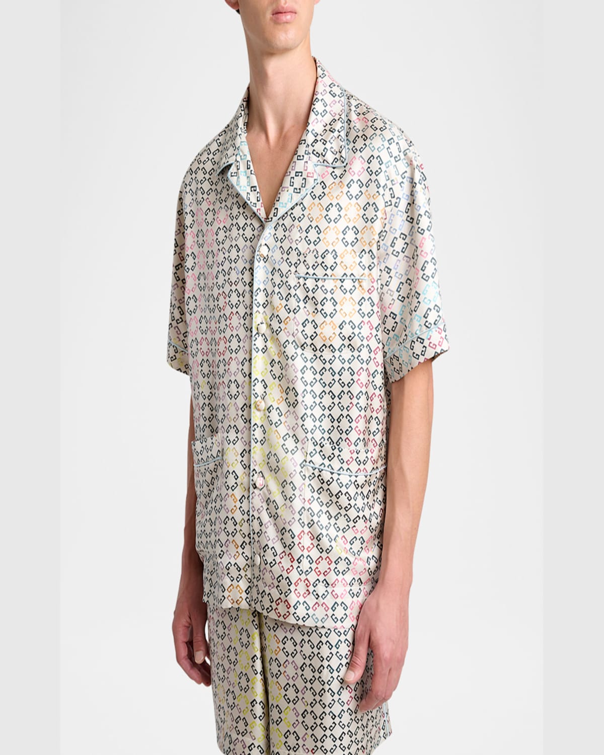 Givenchy Men's Multicolor Monogram Pajama Shirt In Neutral