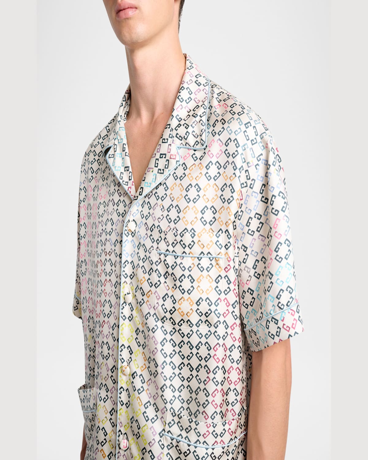 Givenchy Men's Multicolor Monogram Pajama Shirt In Neutral