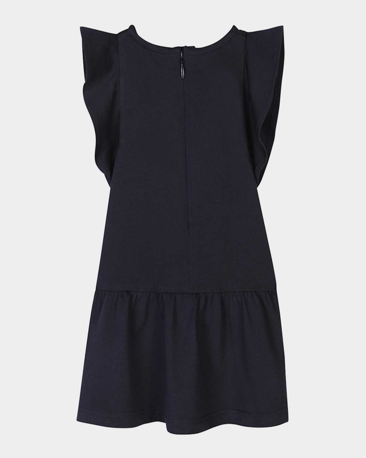 Shop Chloé Girl's Short-sleeve Drop-waist Dress In Navy
