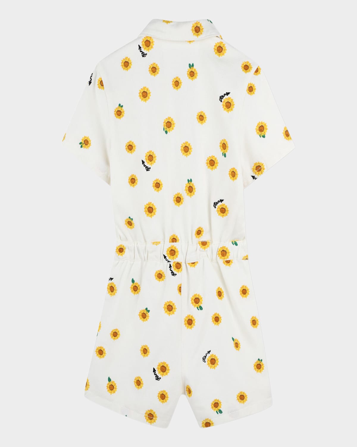 Kenzo Girl's Embroidered Sunflower-print Romper In Offwhite
