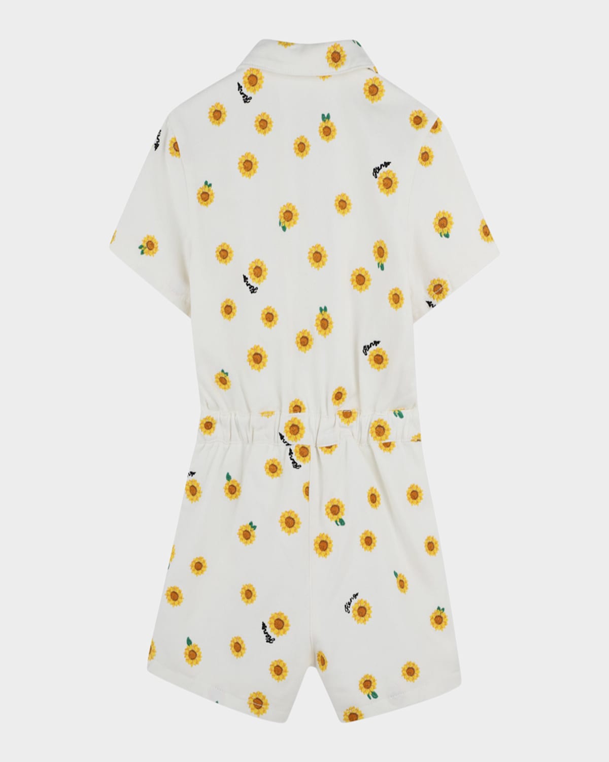 Kenzo Girl's Embroidered Sunflower-print Romper In Offwhite
