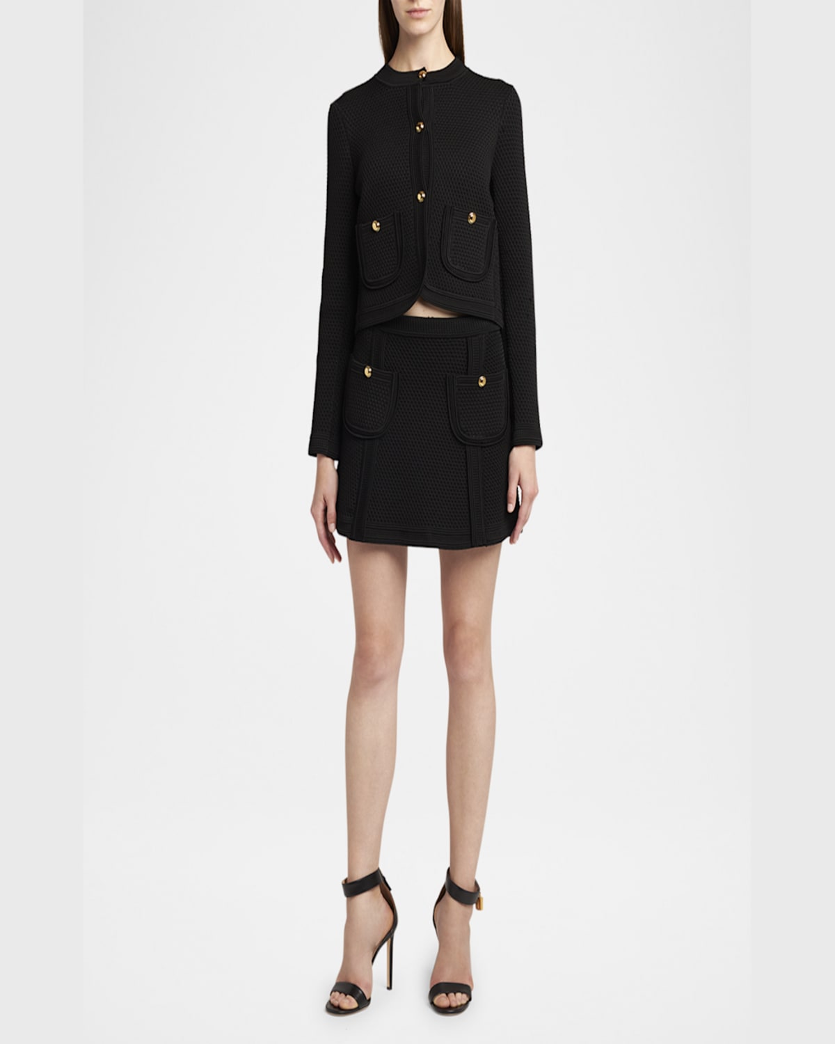 Tom Ford Lock Hardware Leather Open Toe Sandals In Black