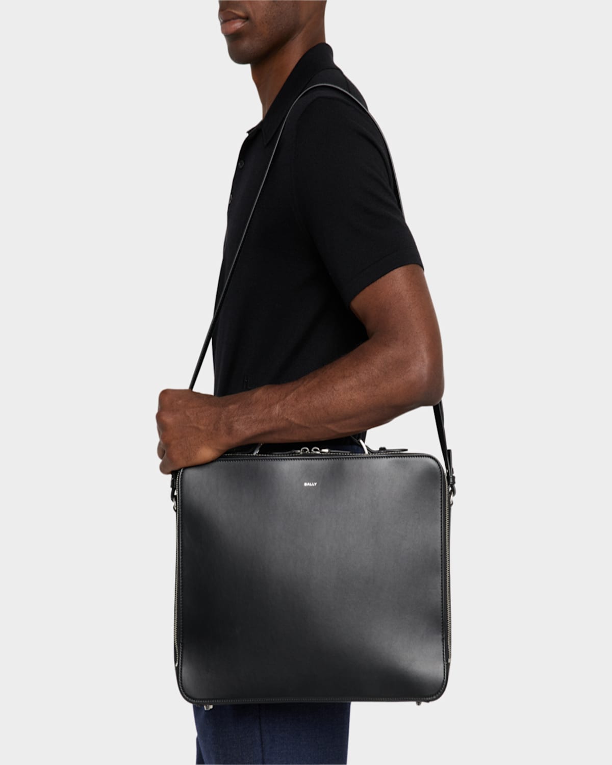 Bally Men's Deco Leather Briefcase In Blackpalladio