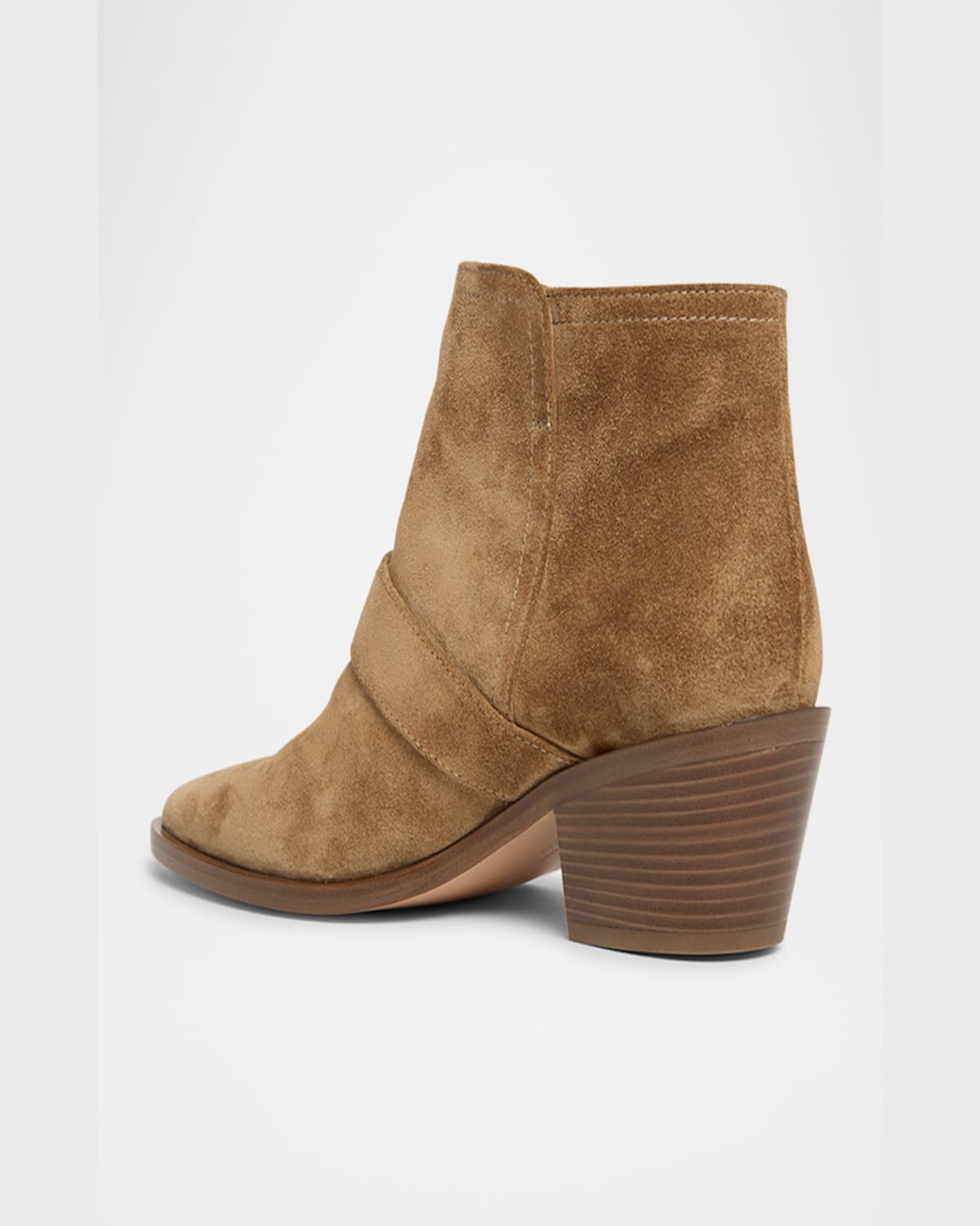 Gianvito Rossi Suede Buckle Moto Booties In Camel