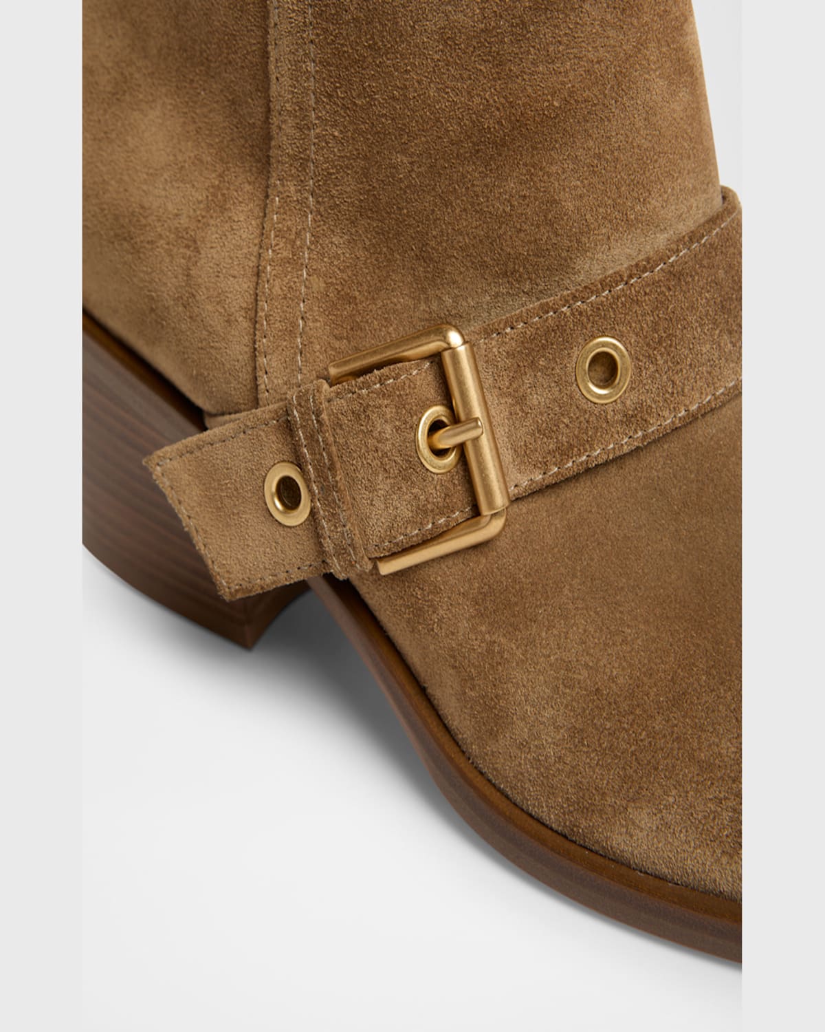 Gianvito Rossi Suede Buckle Moto Booties In Camel