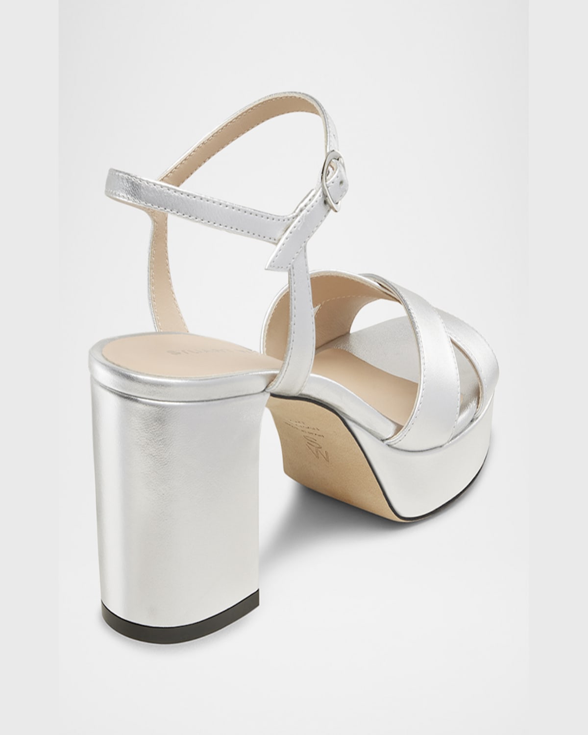 Stuart Weitzman Dayna Ankle Strap Platform Sandal In Silver