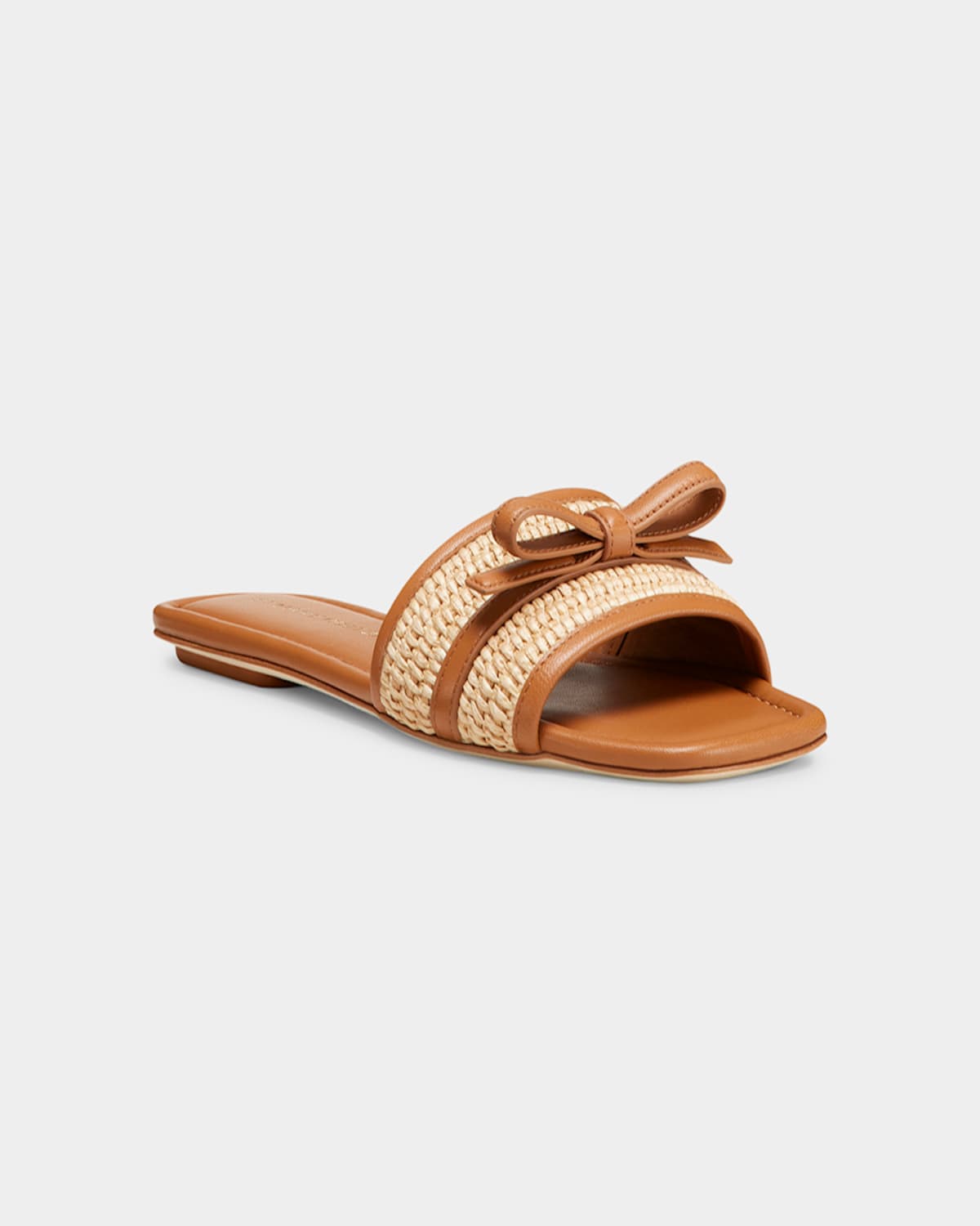Stuart Weitzman Slide Sandals With Bow Detail In Hazel/natural