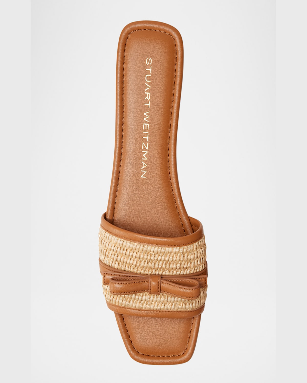 Stuart Weitzman Slide Sandals With Bow Detail In Hazel/natural