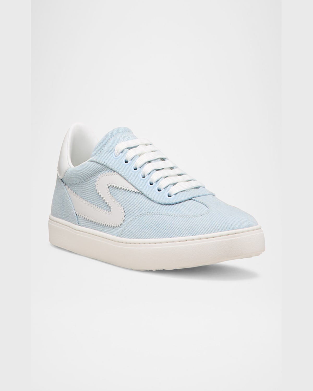 Stuart Weitzman Low Top Runaround Sneakers With Suede Finish In Light/white