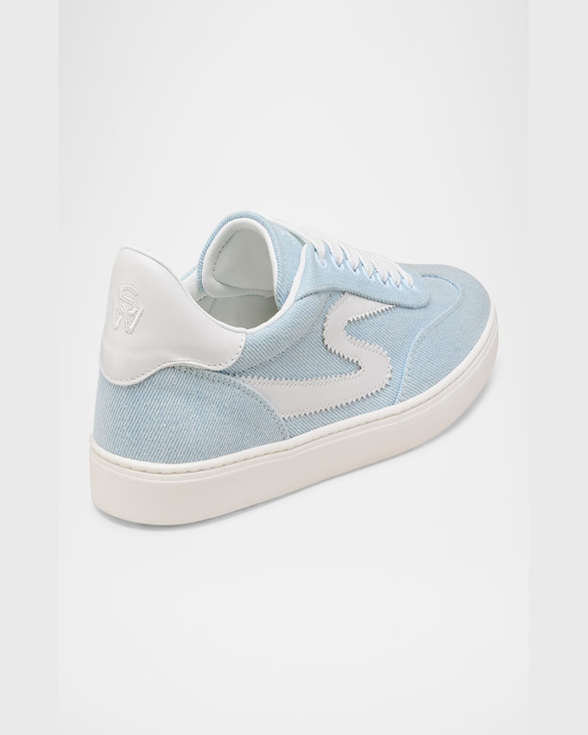 Stuart Weitzman Low Top Runaround Sneakers With Suede Finish In Light/white