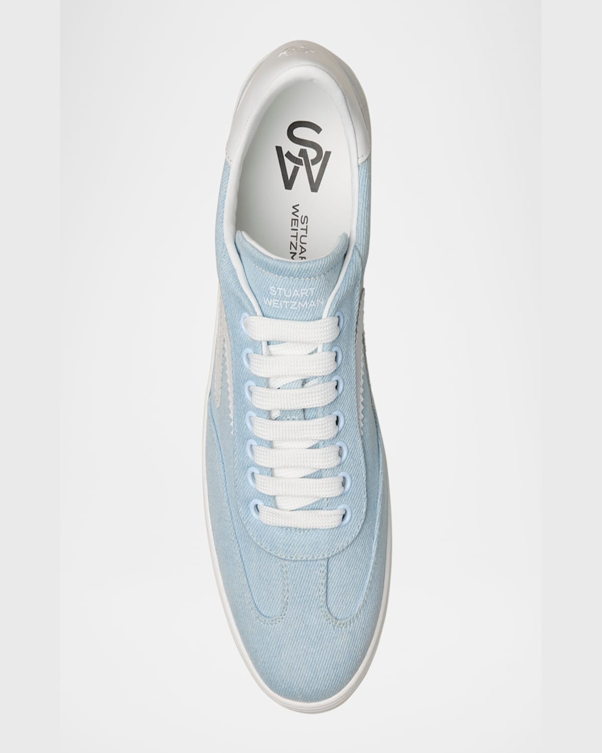Stuart Weitzman Low Top Runaround Sneakers With Suede Finish In Light/white