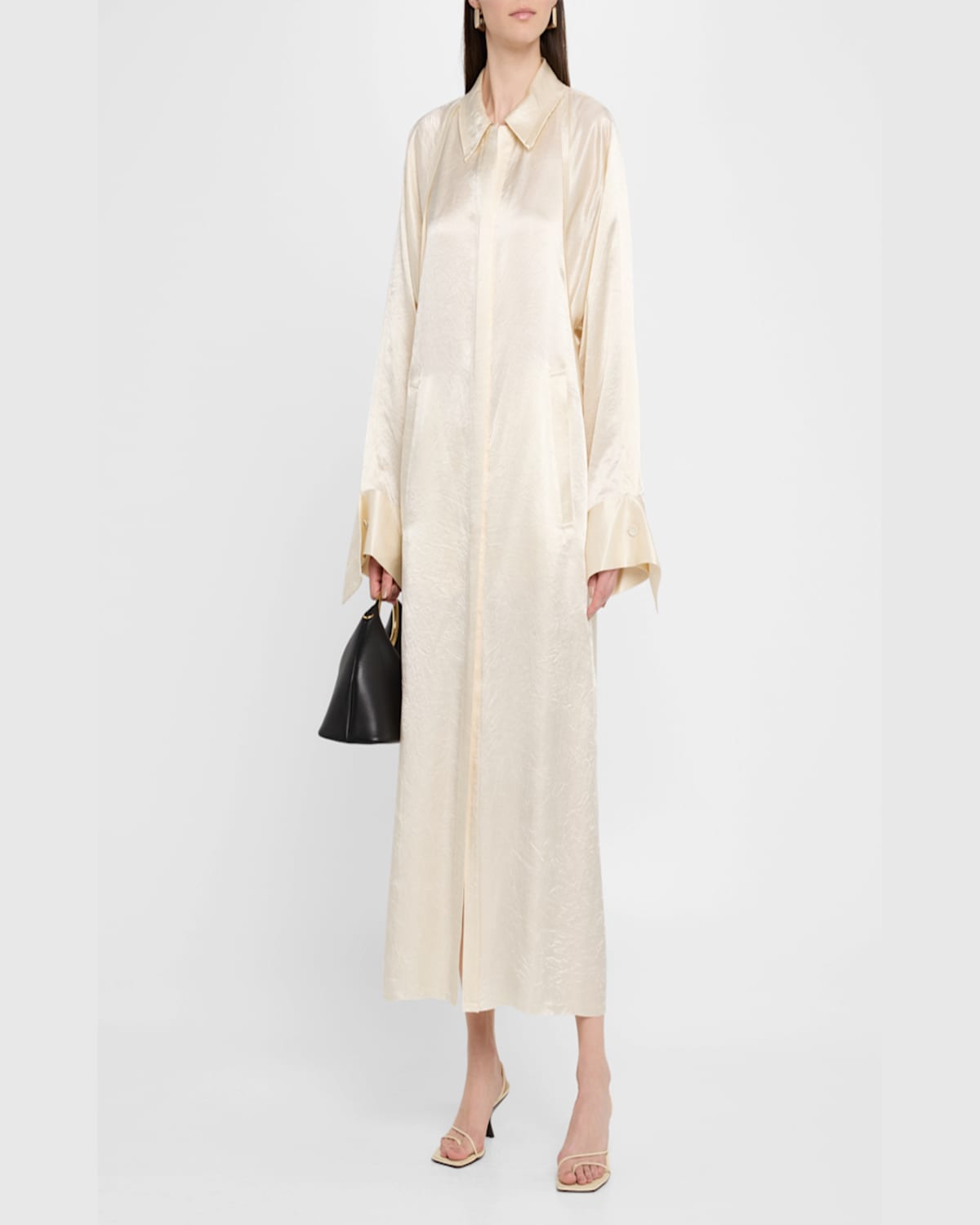 Jason Wu Collection Raglan Sleeve Crinkled Satin Trench Coat In Ivory