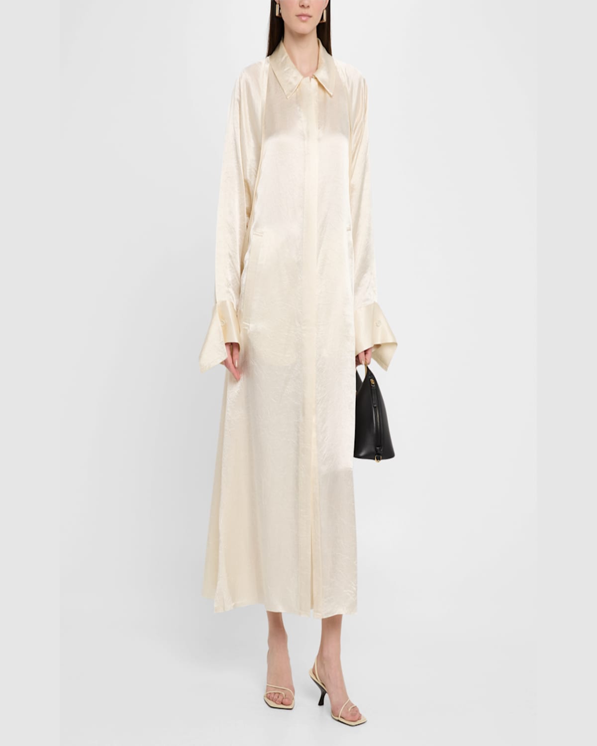 Jason Wu Collection Raglan Sleeve Crinkled Satin Trench Coat In Ivory