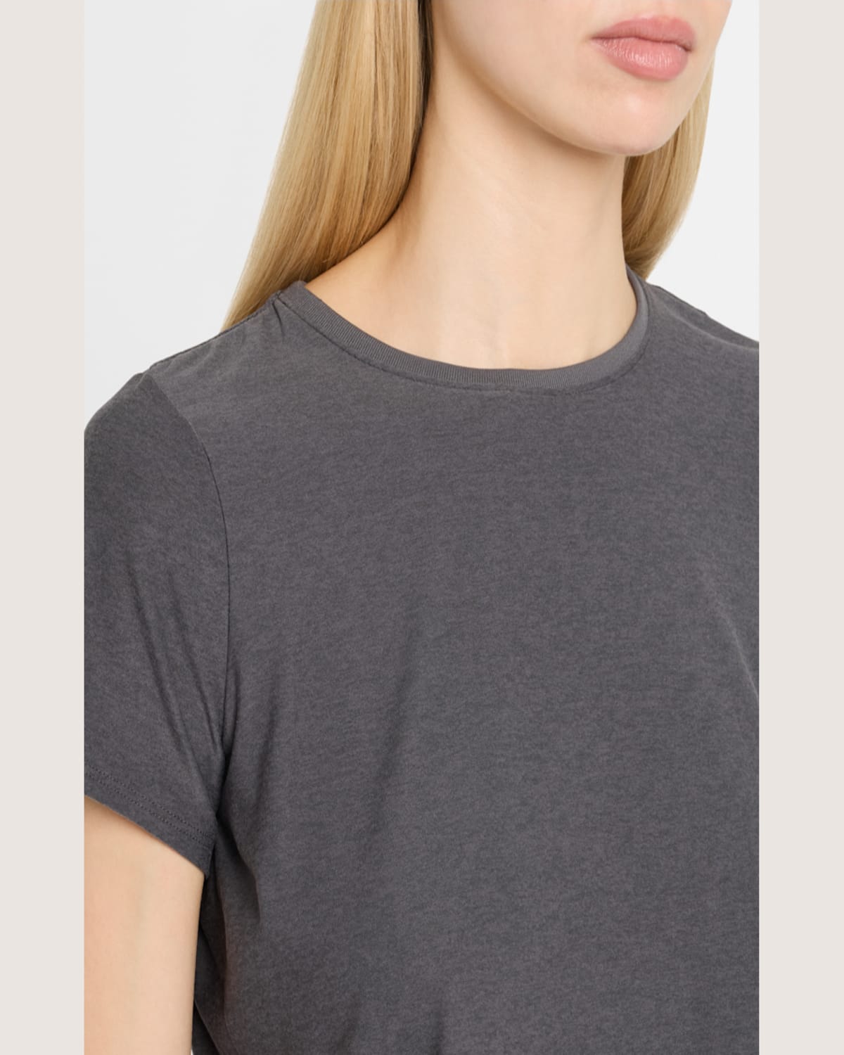 Beyond Yoga Featherweight Supreme Crop T-shirt In True Gray Heather