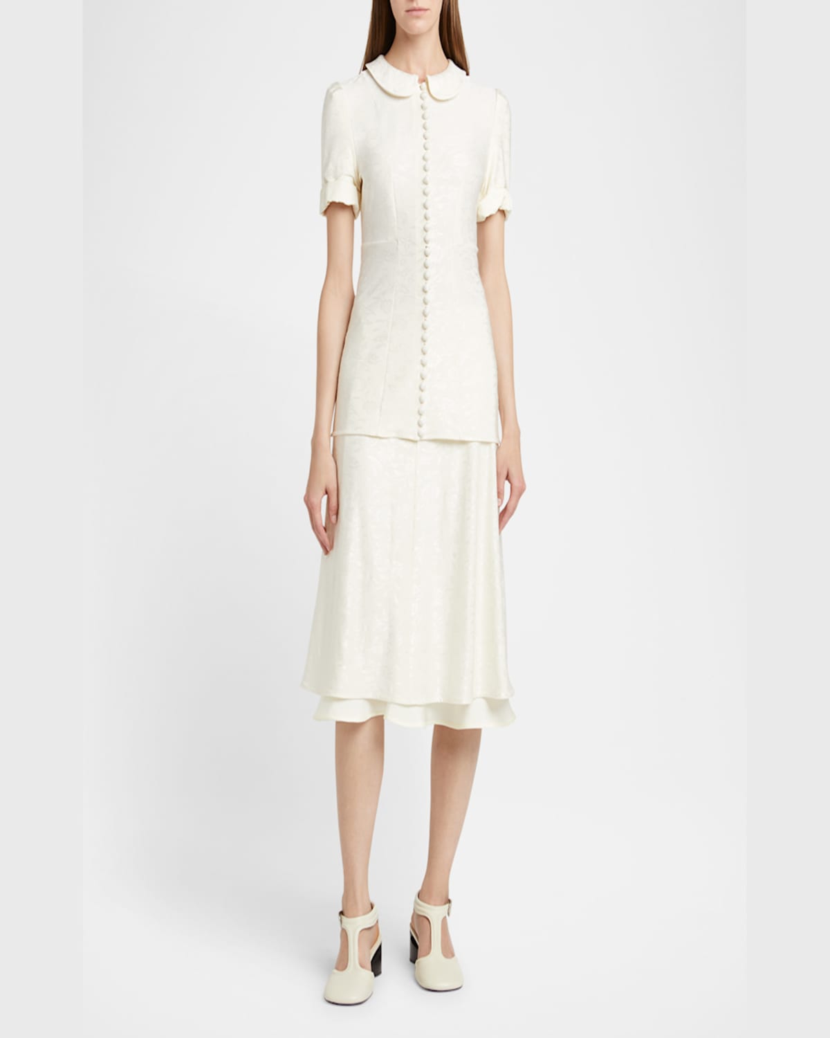 Jil Sander Floral-jacquard Midi Skirt In Coconut