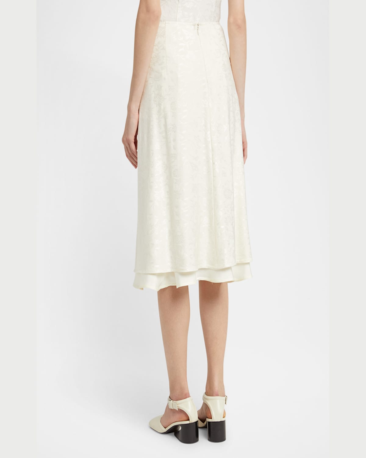 Jil Sander Floral-jacquard Midi Skirt In Coconut