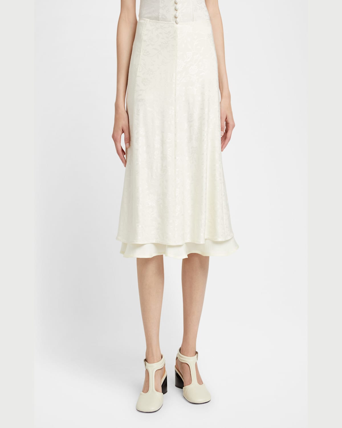Jil Sander Floral-jacquard Midi Skirt In Coconut