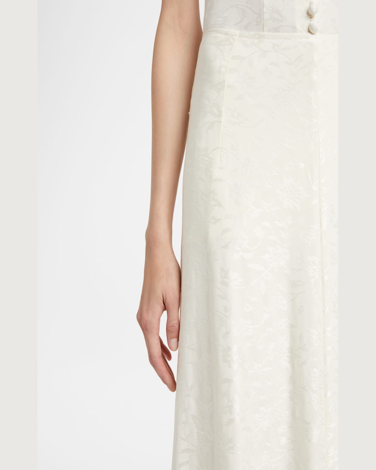 Jil Sander Floral-jacquard Midi Skirt In Coconut