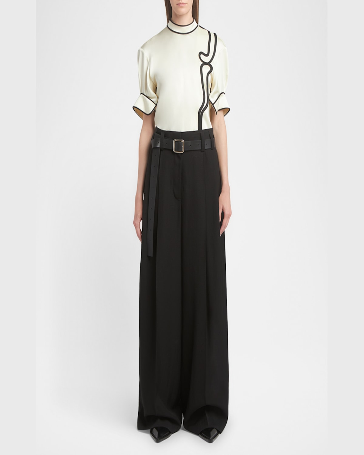Jil Sander Swirl Embroidered Fitted Shirt In Natural