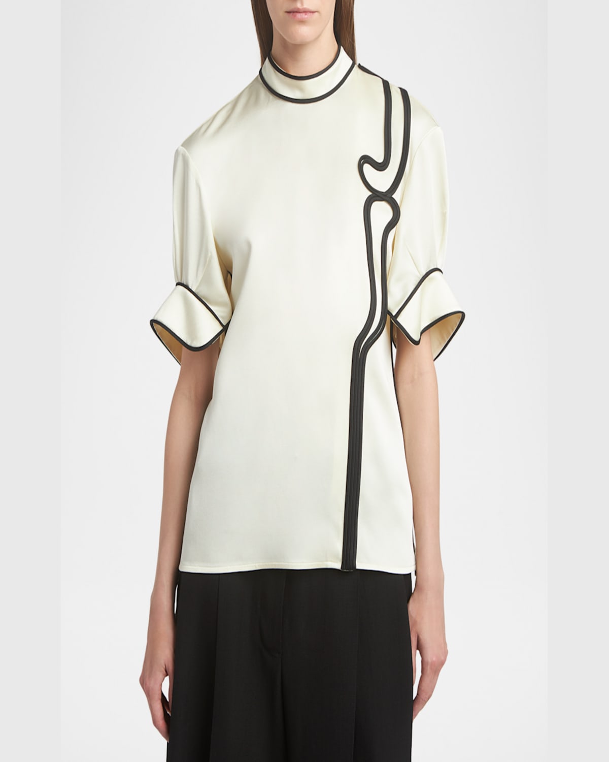 Jil Sander Swirl Embroidered Fitted Shirt In Natural