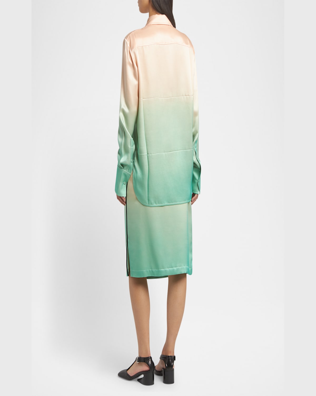 Shop Jil Sander Ombre Satin Button-down Shirt With Matching Tie