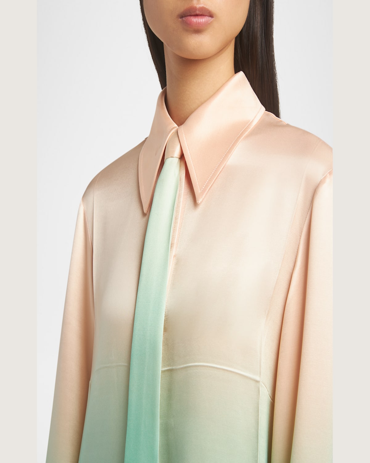 Shop Jil Sander Ombre Satin Button-down Shirt With Matching Tie