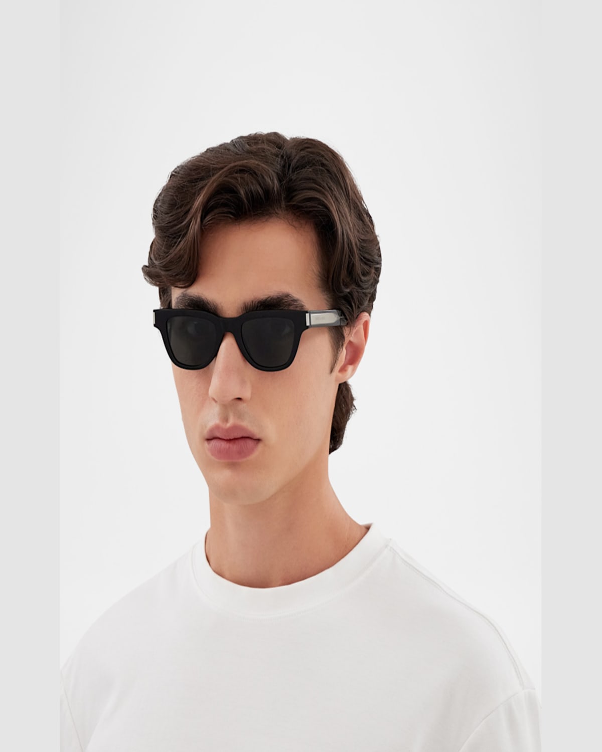 Saint Laurent Sl 790 Linea Corner Angle 001 Black Crystal Sunglasses In Black
