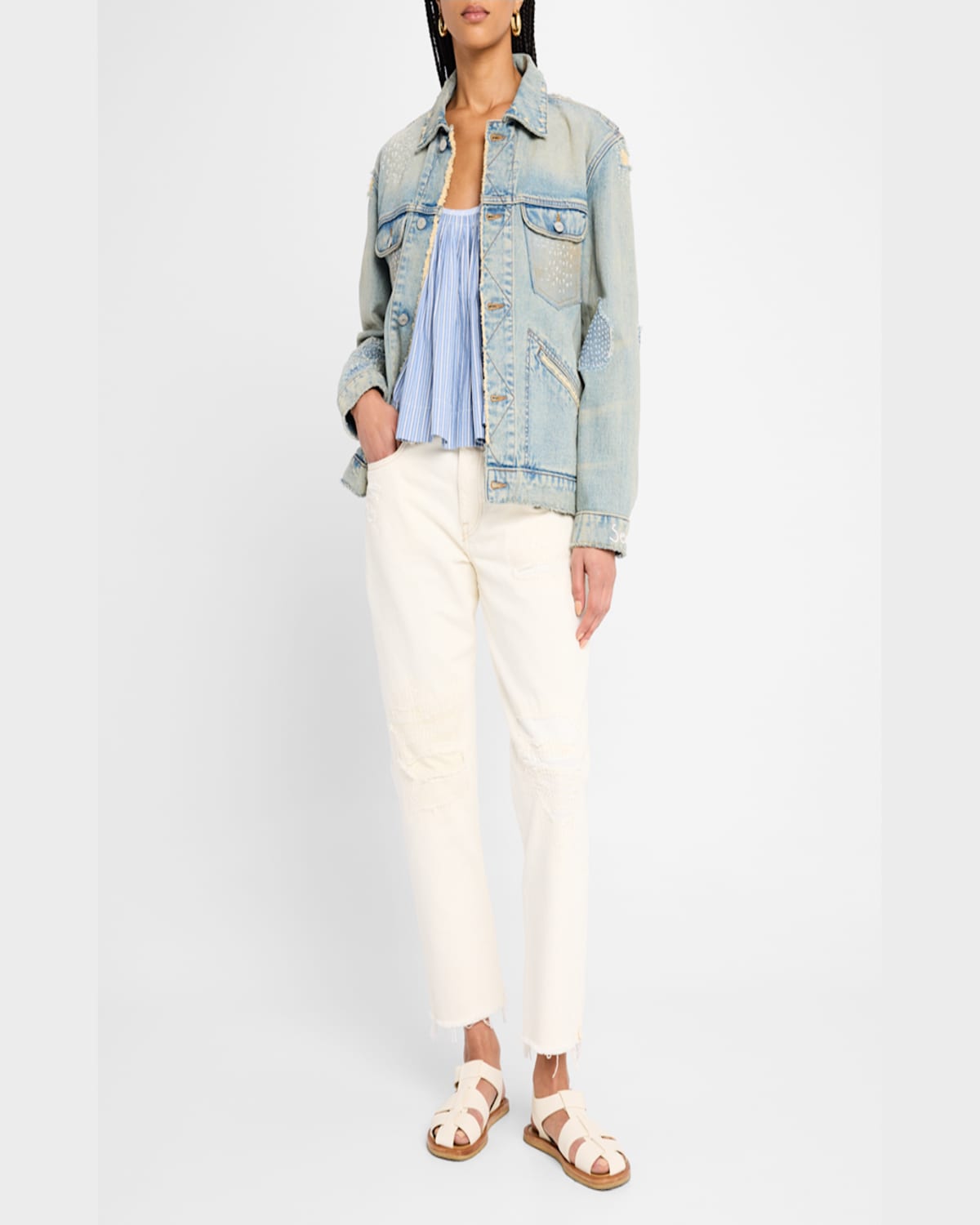 Shop Sea Helmi Stripe Shirting Tank Top In Blue