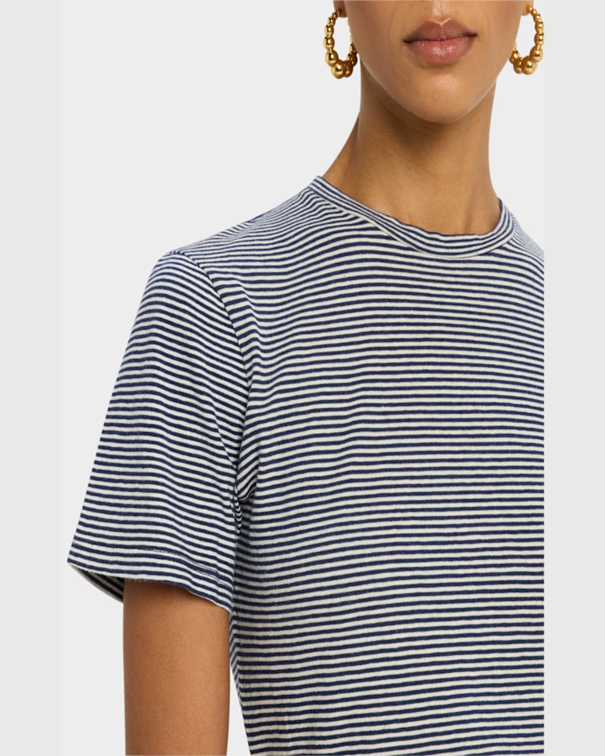 Nili Lotan Stripe Short Sleeve Lana Crewneck Tee In Ivorynavy Stripe
