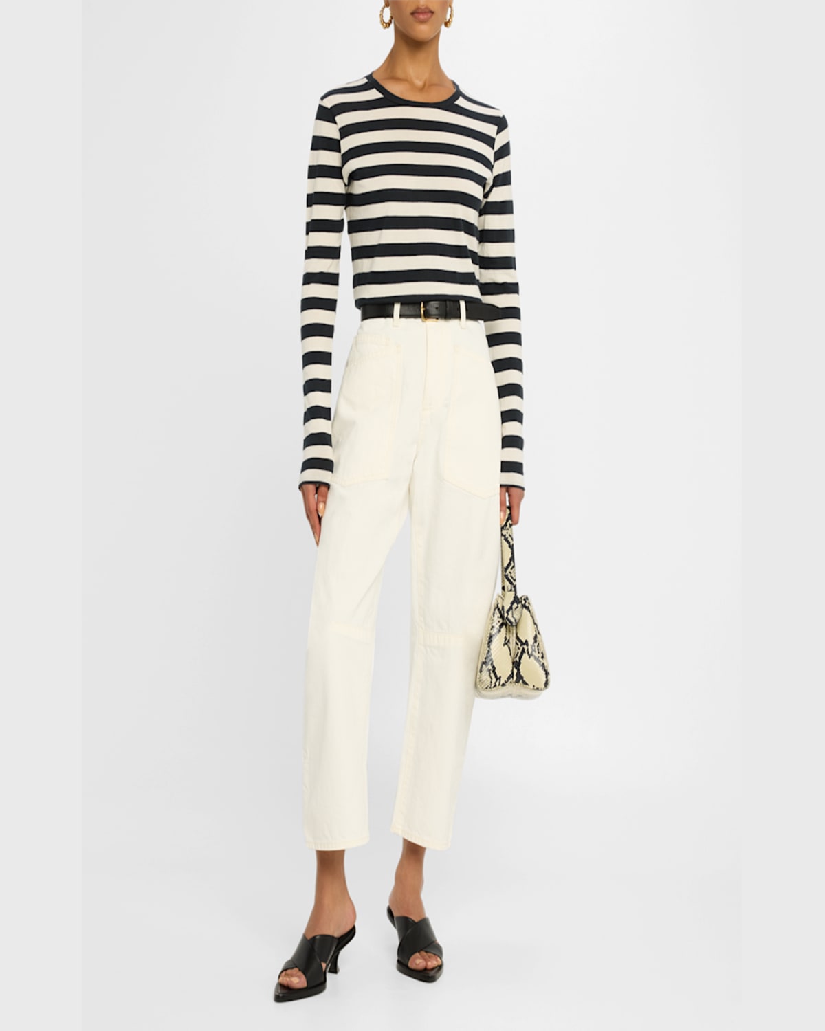 NILI LOTAN STRIPED LONG SLEEVE T-SHIRT 