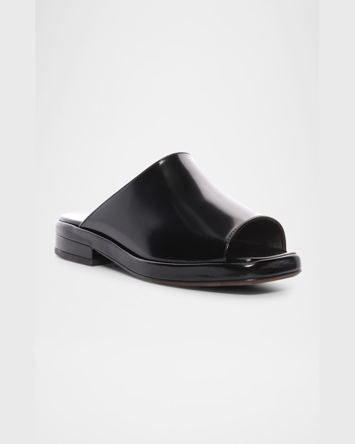 The Row Emi Leather Flat Mule Sandals