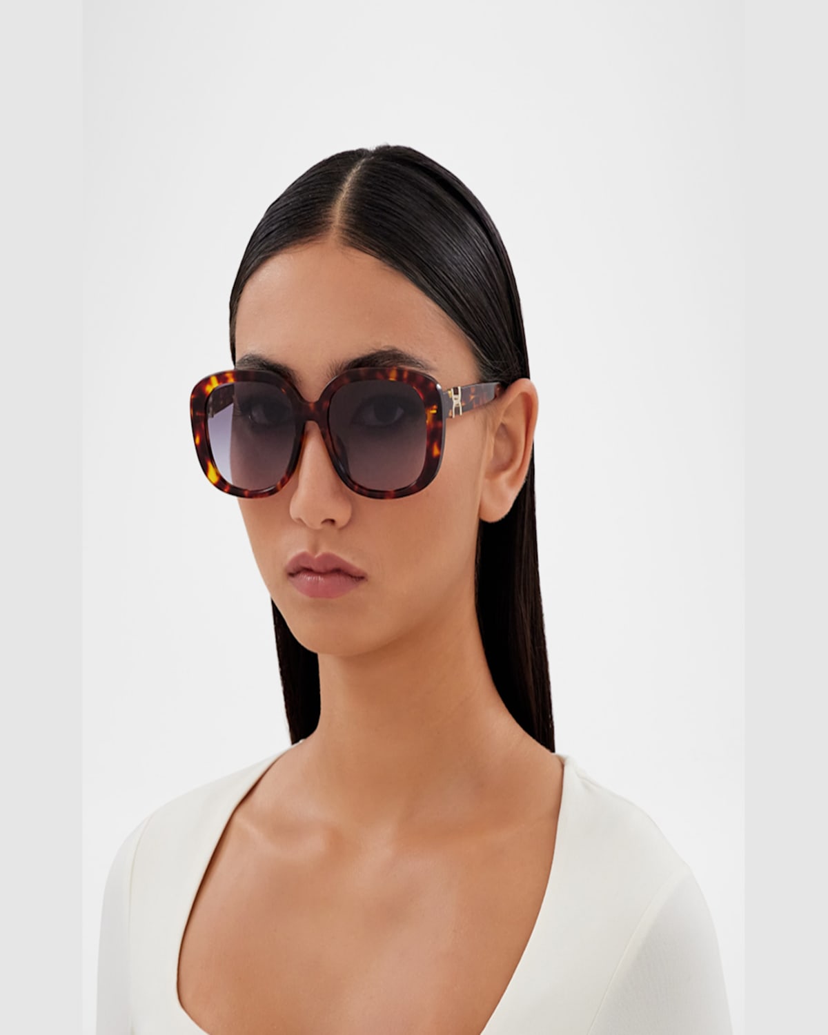 Chloé Round Acetate Sunglasses In Shiny Dark Red Havana
