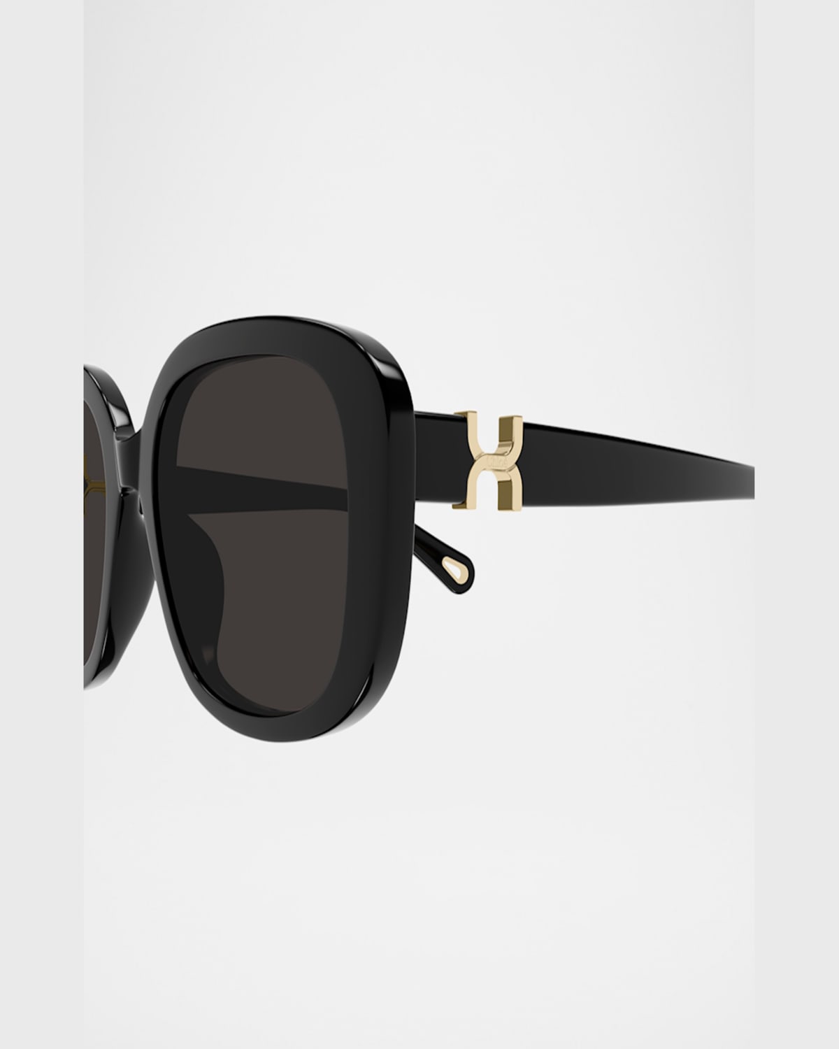 Chloé Round Acetate Sunglasses In Shiny Solid Black