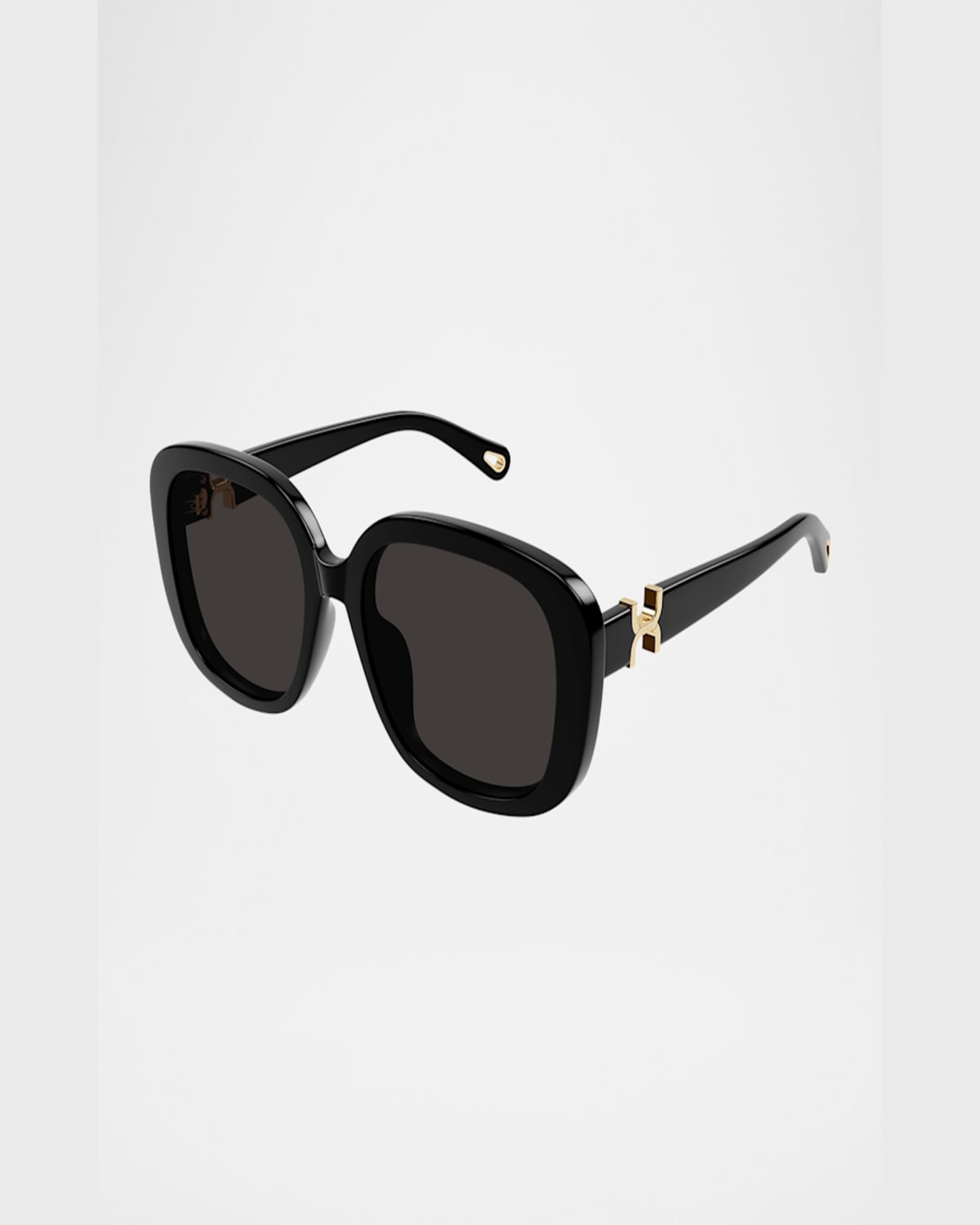 Chloé Round Acetate Sunglasses In Shiny Solid Black