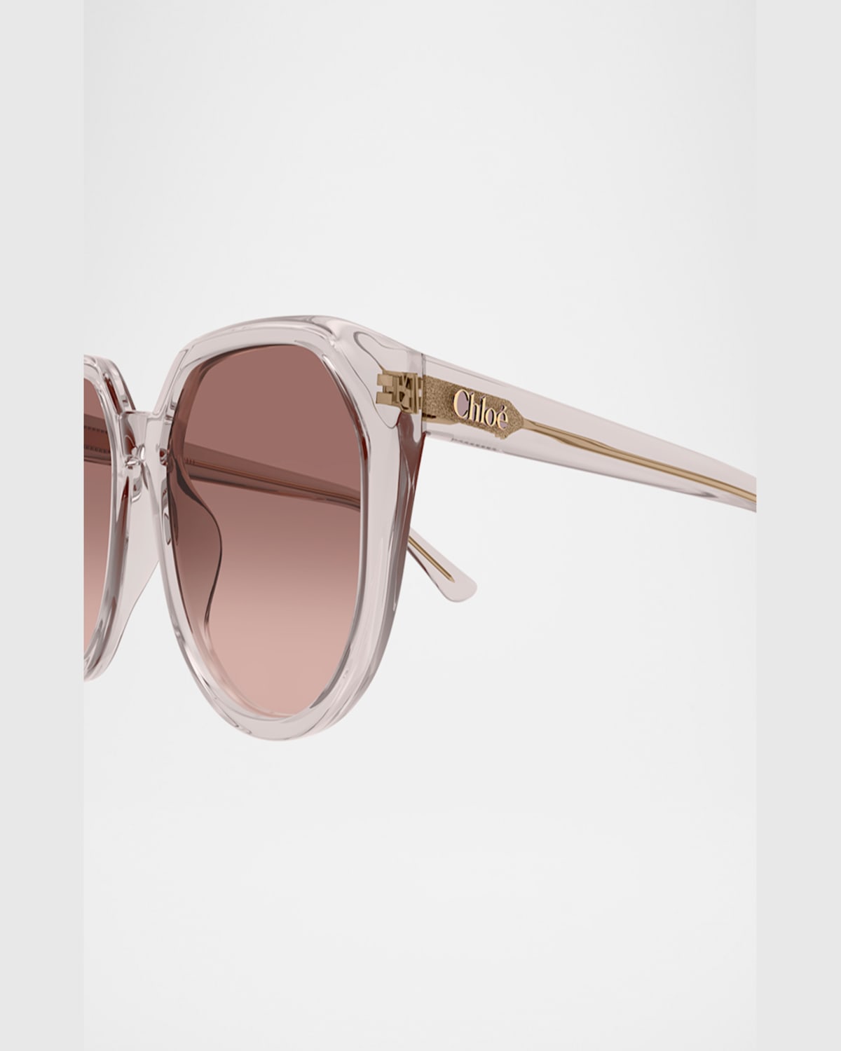 Chloé Round Acetate Sunglasses In Shiny Transparent Taupe