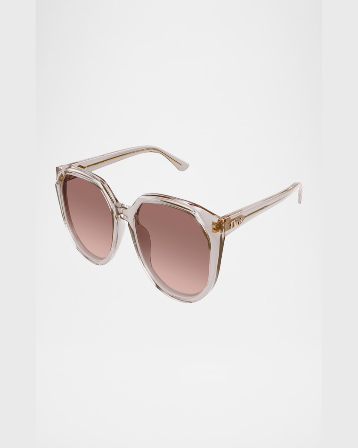 Chloé Round Acetate Sunglasses In Shiny Transparent Taupe