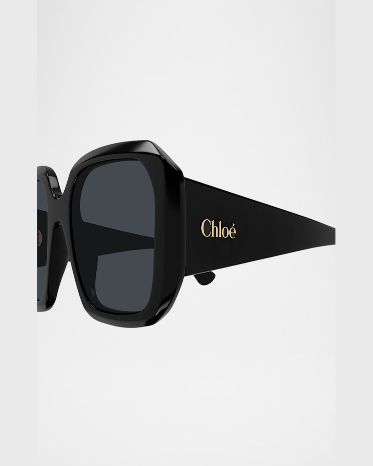 Chloé Round Acetate Sunglasses In Shiny Black