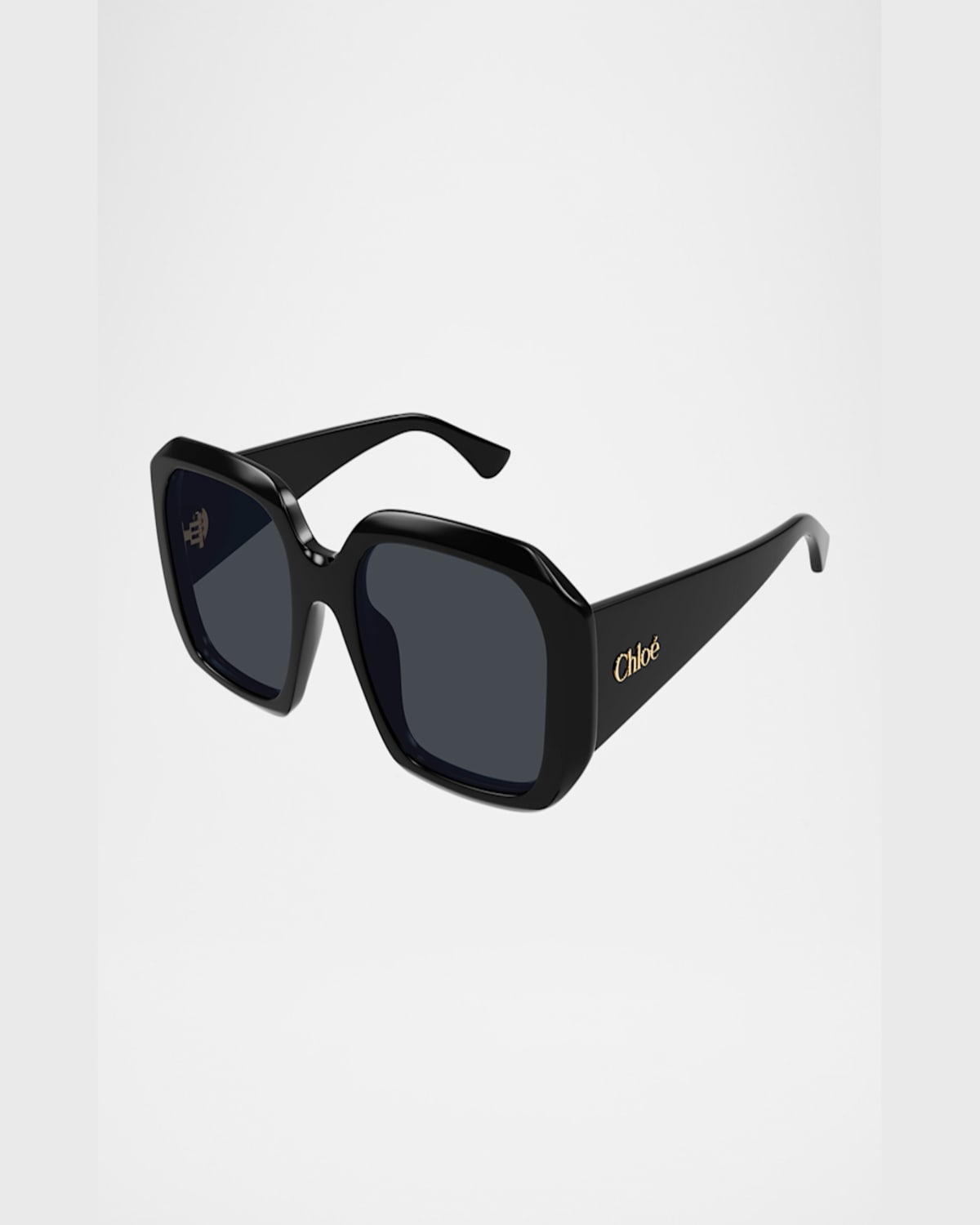 Chloé Round Acetate Sunglasses In Shiny Black