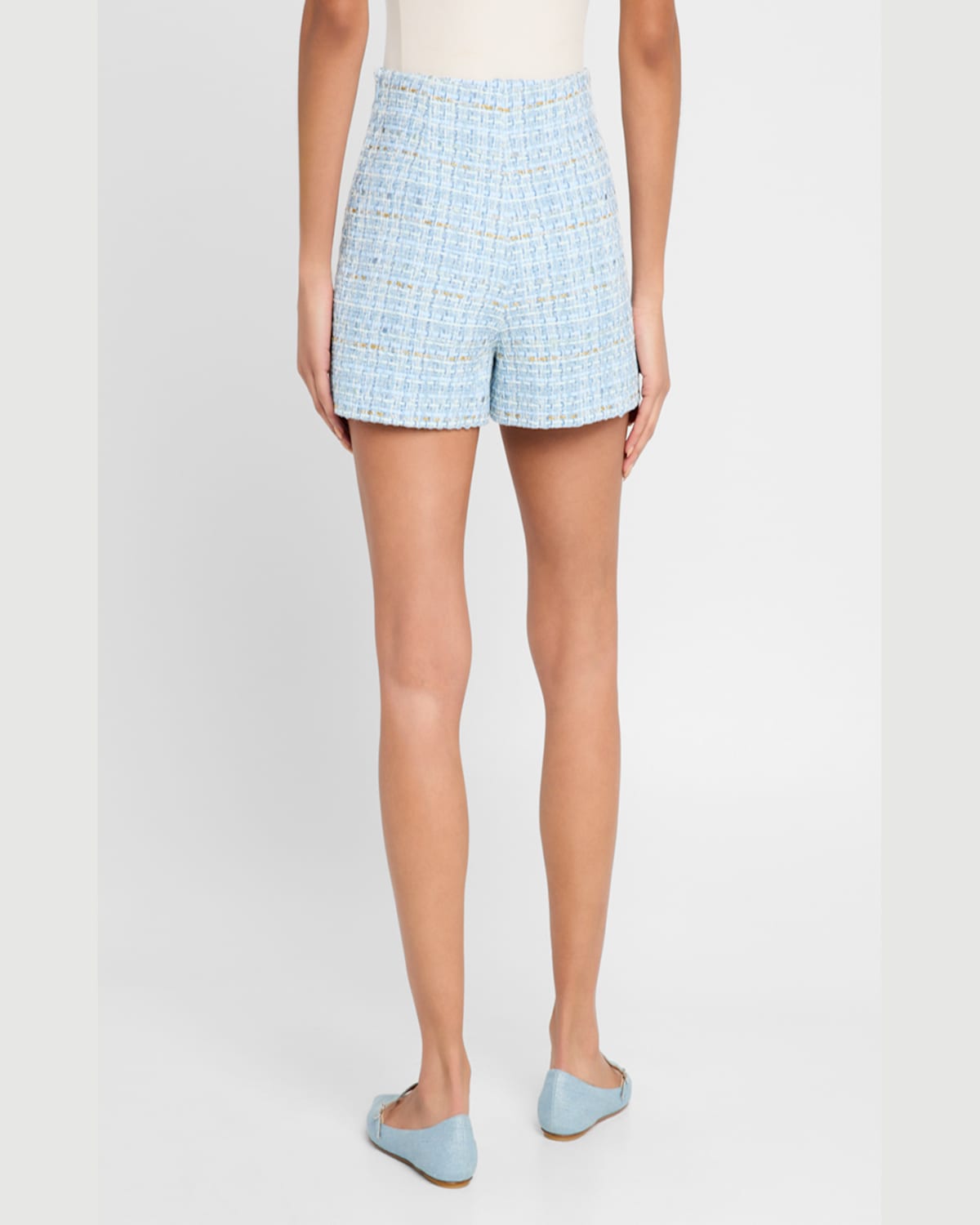 Shop Generation Love Danny Tailored Tweed Shorts In Sky Blue Multi