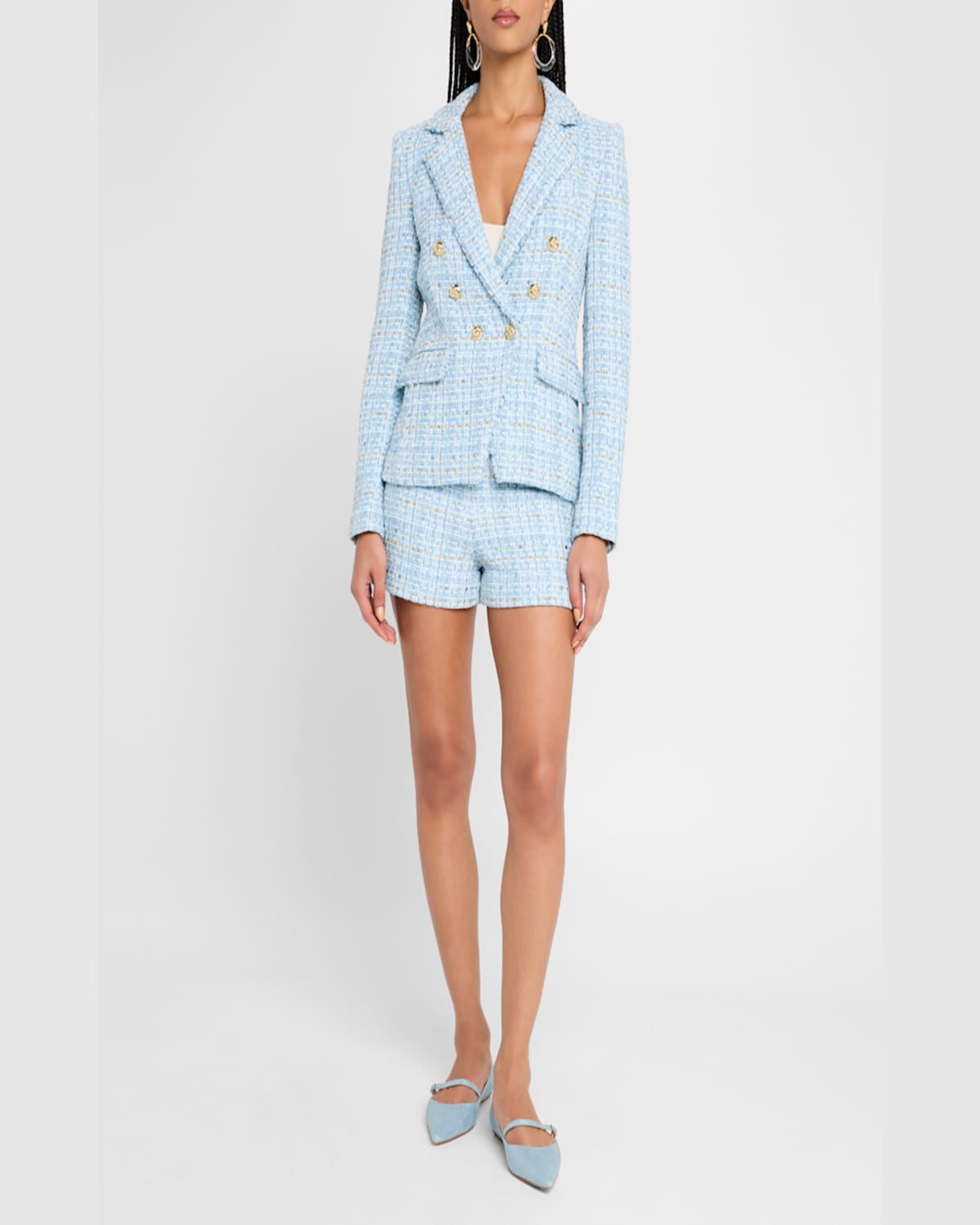 Generation Love Eliza Tweed Blazer In Sky Blue Multi