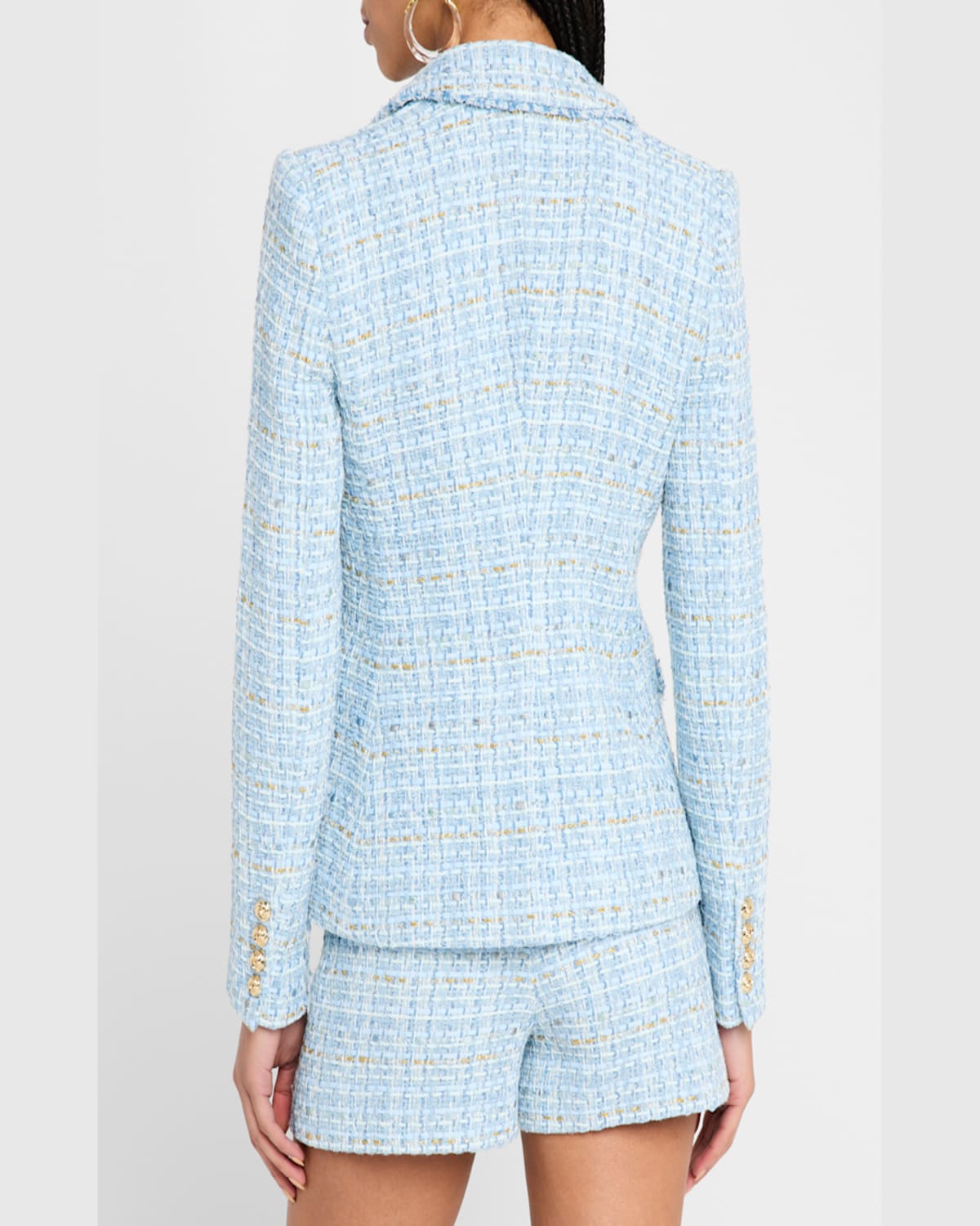 Generation Love Eliza Tweed Blazer In Sky Blue Multi