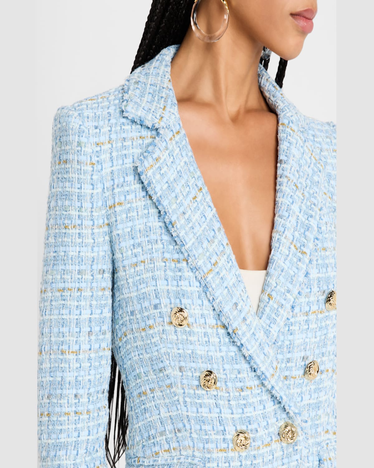 Generation Love Eliza Tweed Blazer In Sky Blue Multi