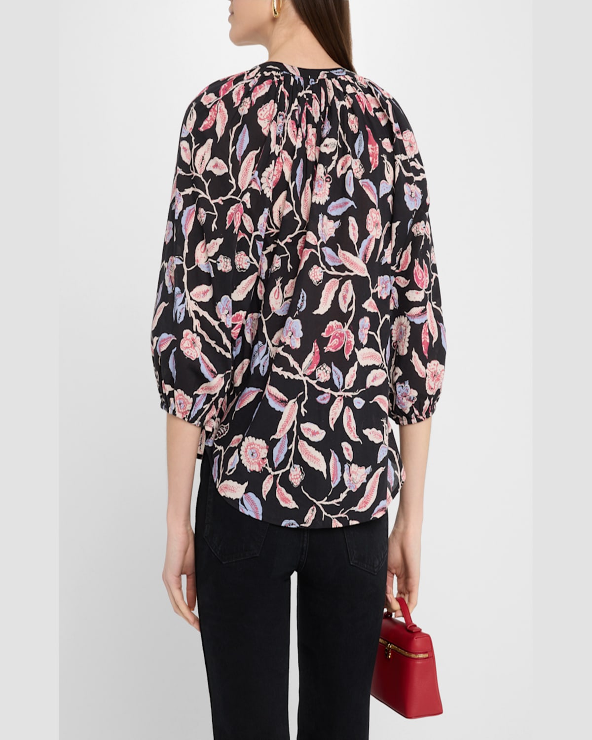 Apiece Apart Mitte Floral-print Cotton Poplin Top In Garden Floral Midnig