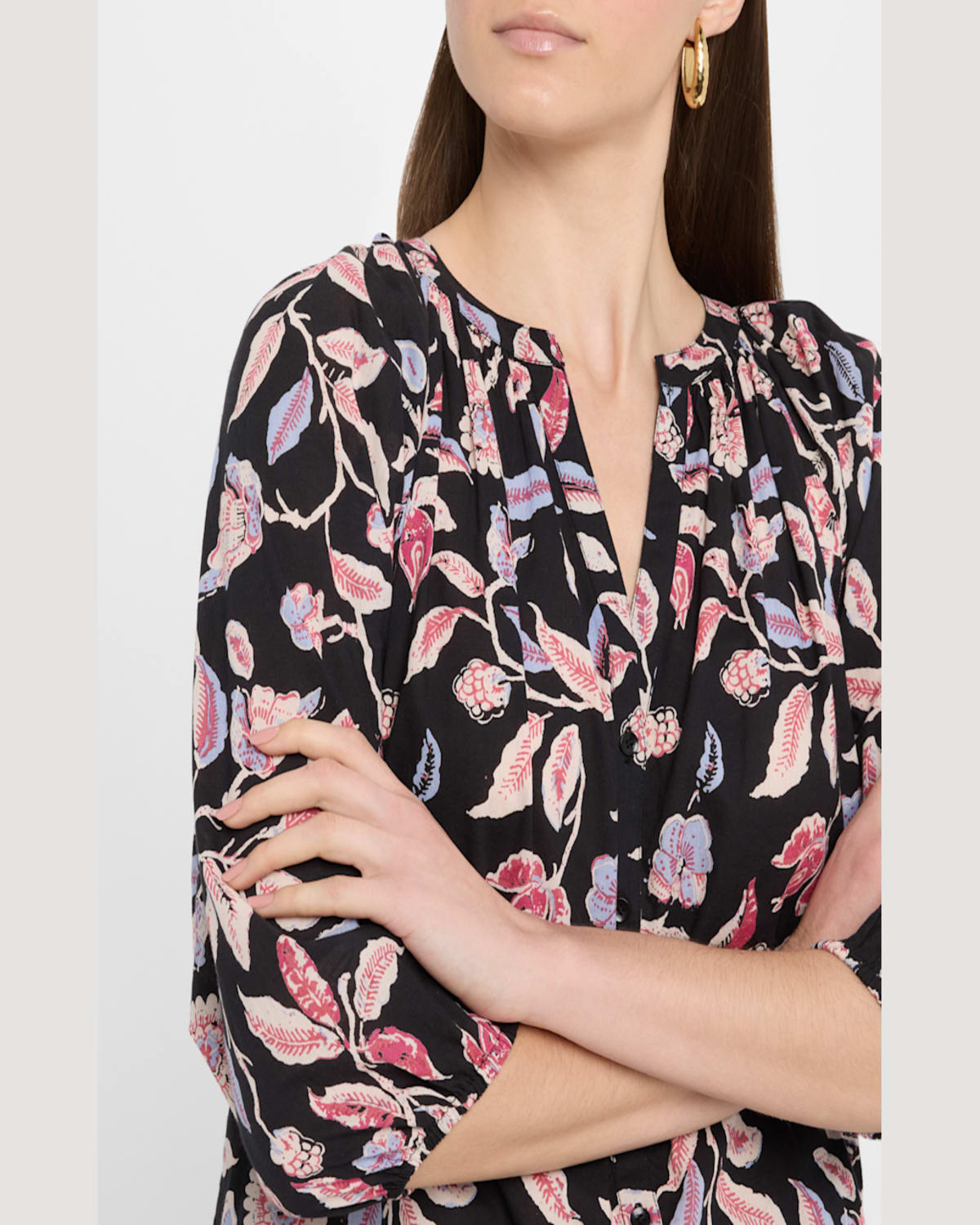 Apiece Apart Mitte Floral-print Cotton Poplin Top In Garden Floral Midnig