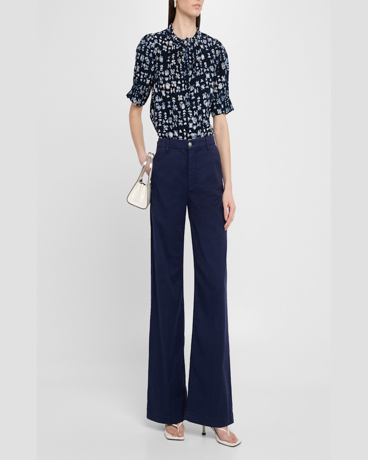 Apiece Apart Los Altos Abstract-print Organic Cotton Top In Batik Geo Indigo