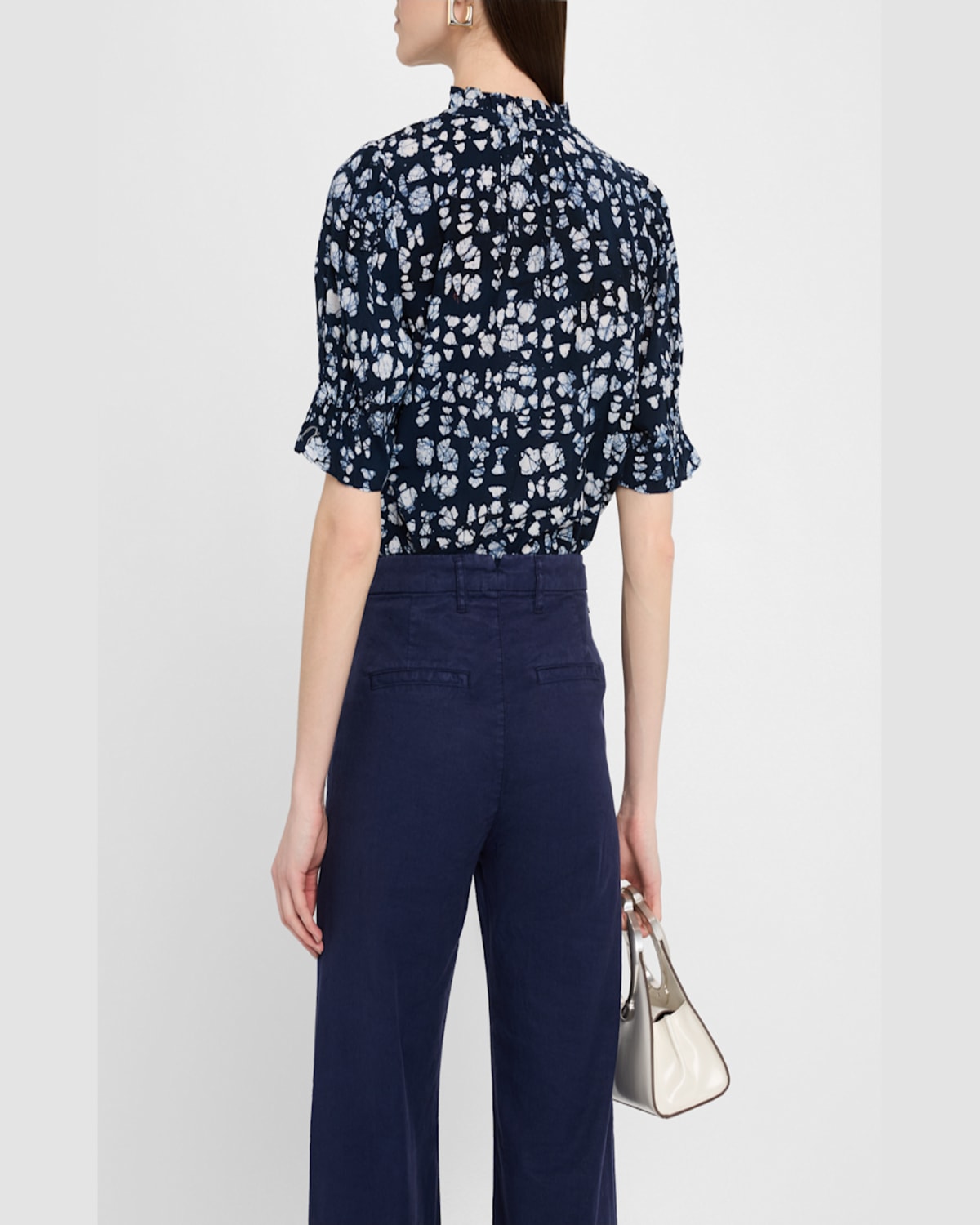 Apiece Apart Los Altos Abstract-print Organic Cotton Top In Batik Geo Indigo