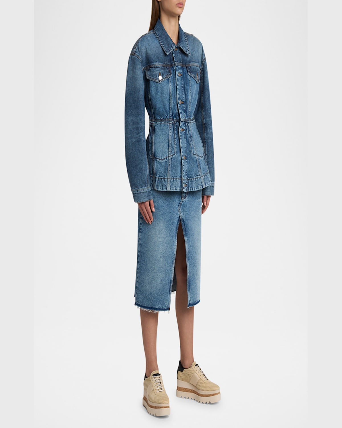 Shop Stella Mccartney Sneakelyse Vegan Perforated Platform Sneakers In Dust