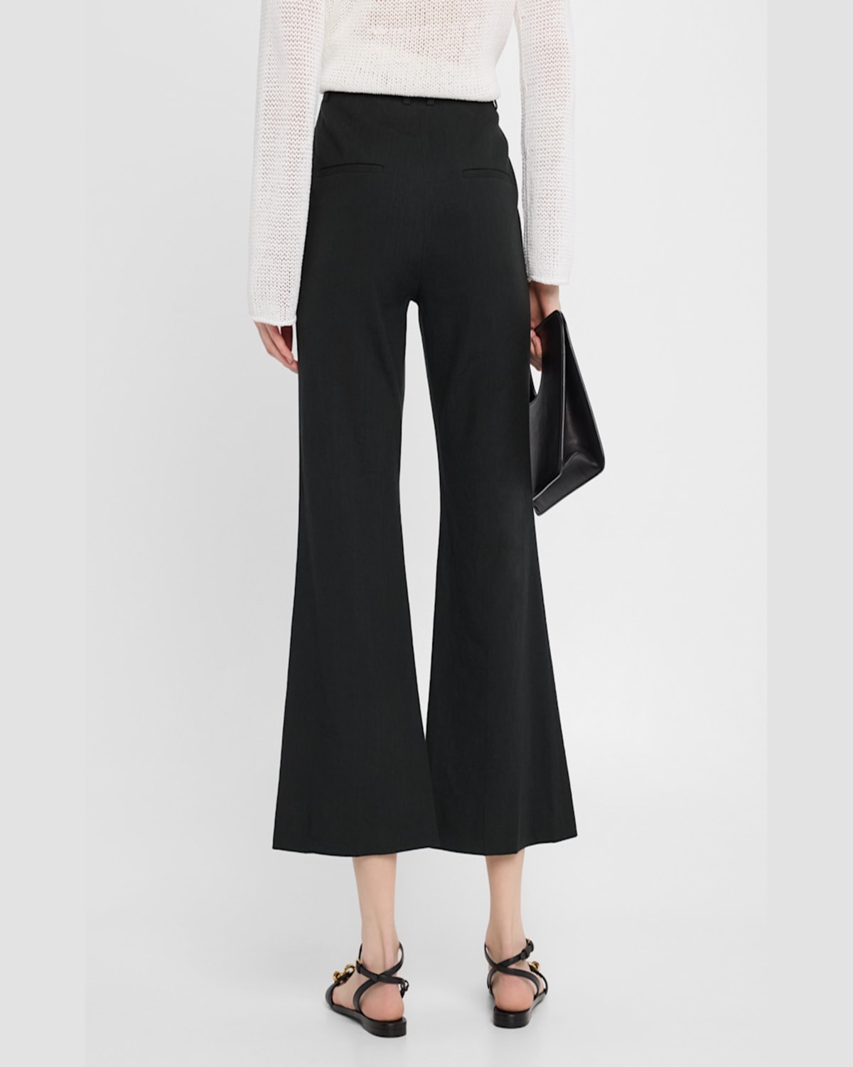 Shop Vince Mid-rise Cropped Flare Trousers In Black