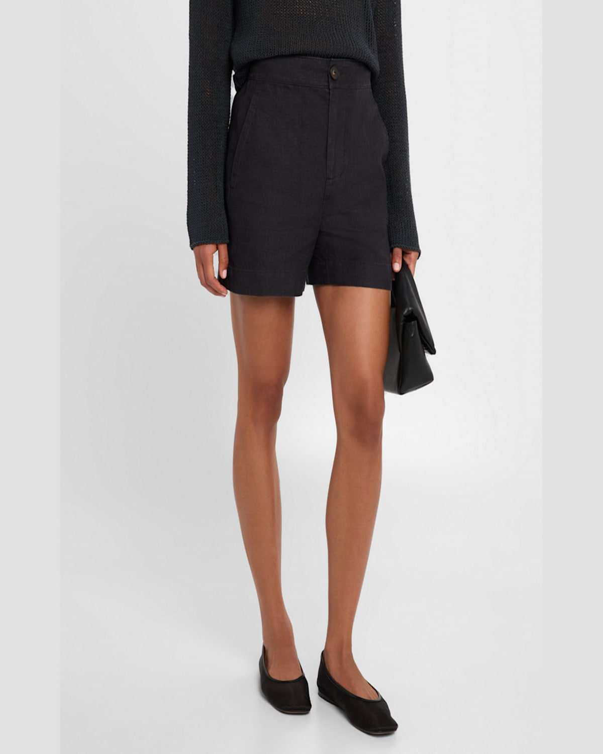 Shop Vince Mid-rise Hemp Shorts In Dk Night Lake