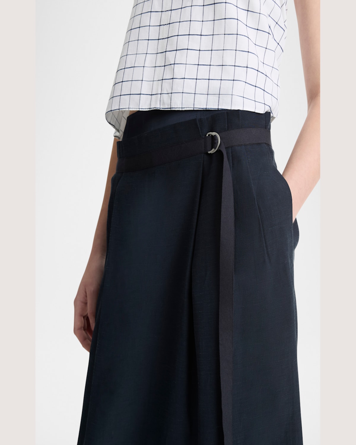 Vince Double-waist D-ring Midi Skirt In Coastal Blue